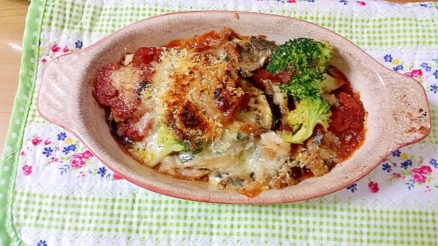 いわしと茄子の重ね焼きグラタン風