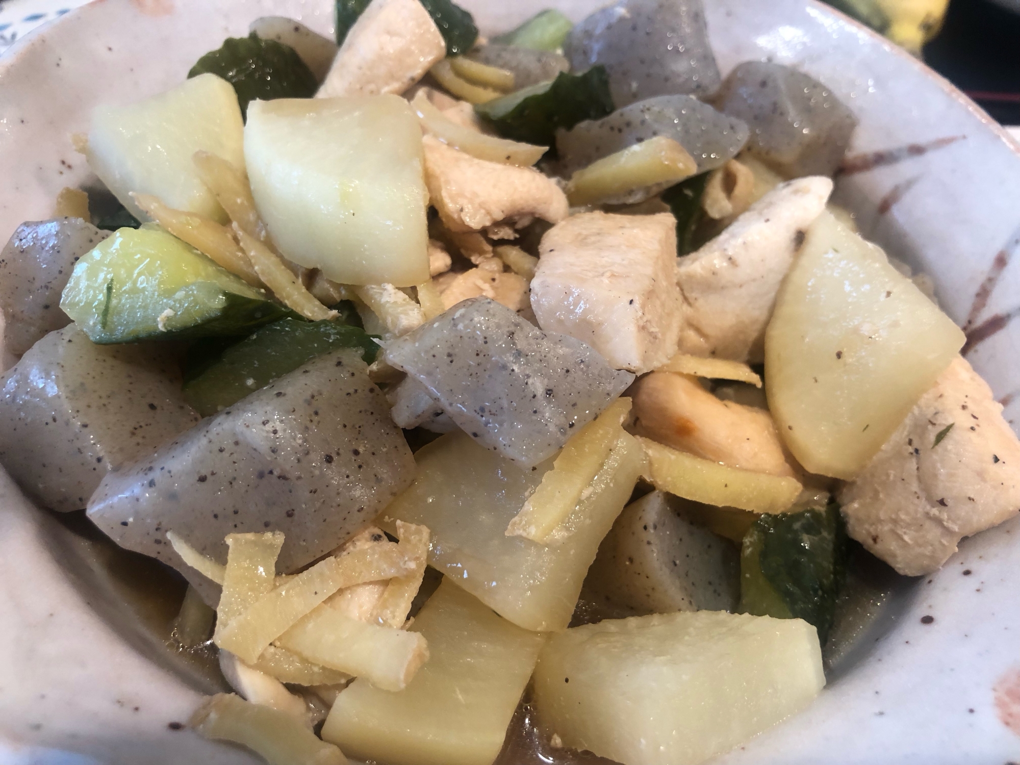 鶏大根蒟蒻の甘辛煮。No.1022