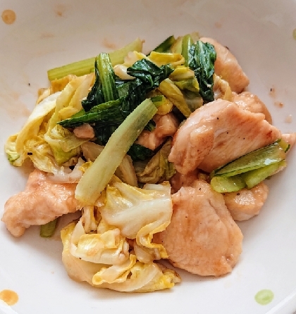 鶏肉と小松菜の炒め物