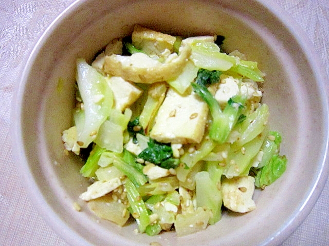 白菜と小松菜の豆腐揚げ煮