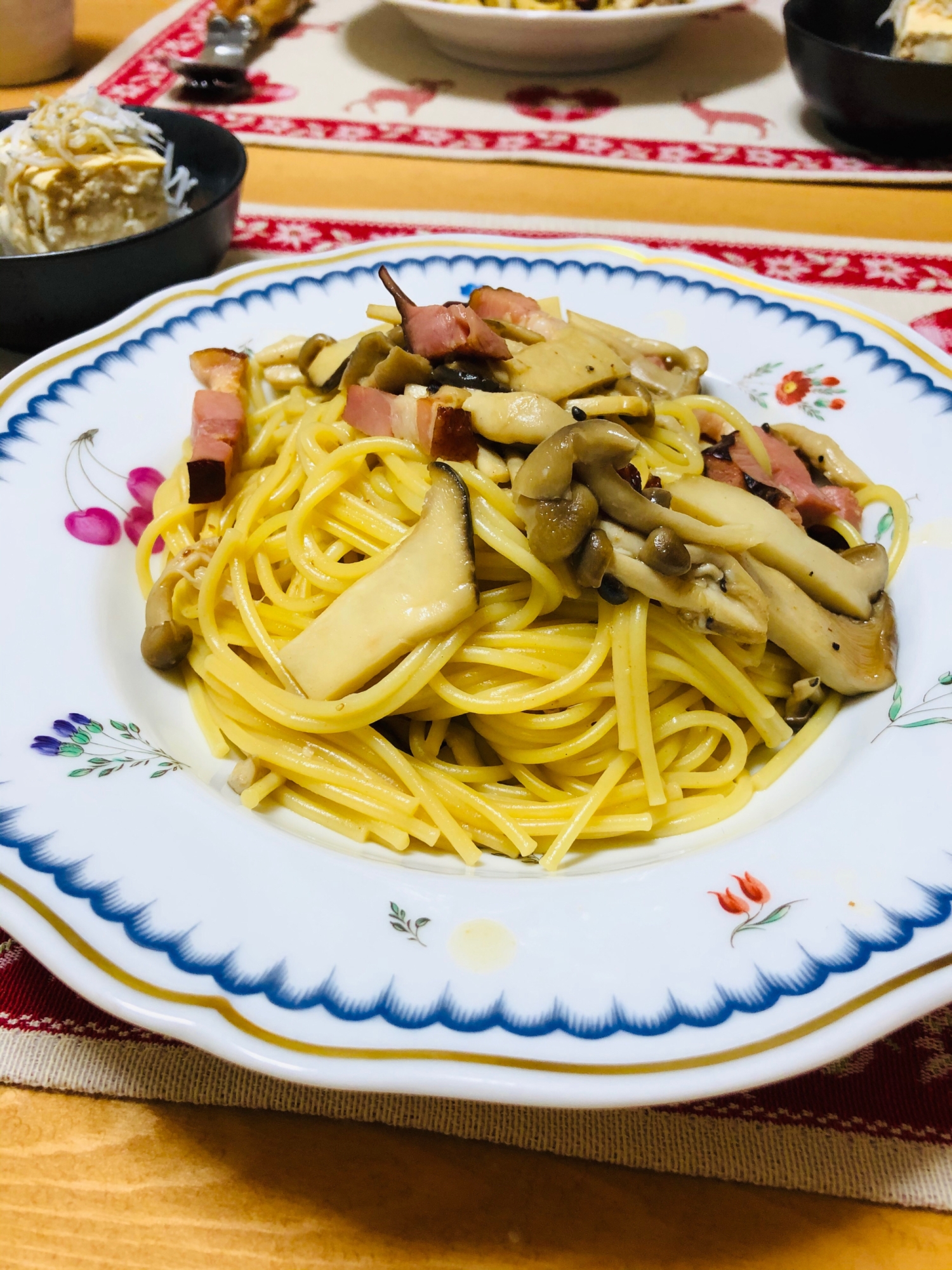 きのことベーコンの和風パスタ