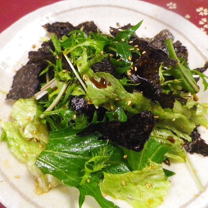 パリパリ水菜レタス海苔サラダ