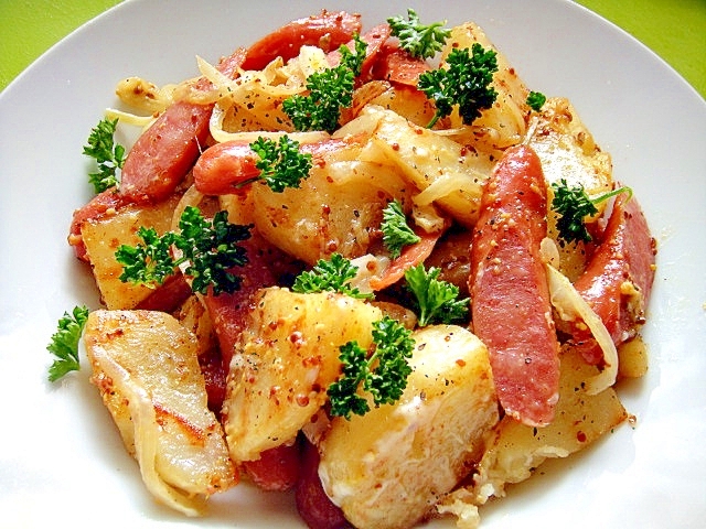 じゃがいもとウインナーのカレーマスタード炒め レシピ 作り方 By Mint74 楽天レシピ