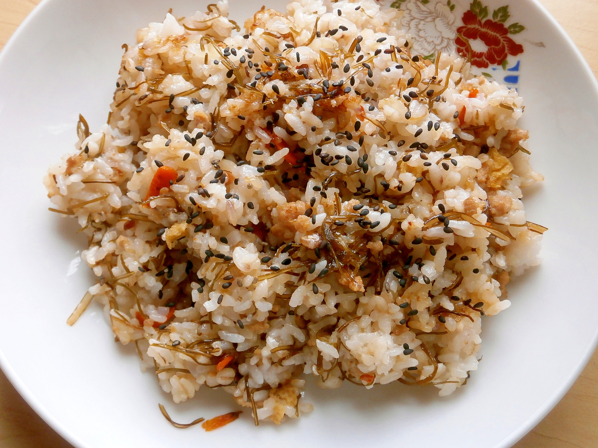 切り昆布の煮物で☆和風チャーハン