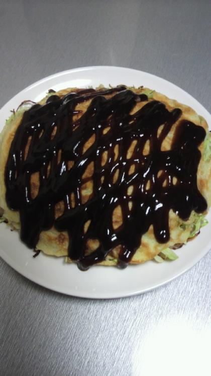 いつもは大阪焼きですが、　｢広島焼き風お好み焼き」