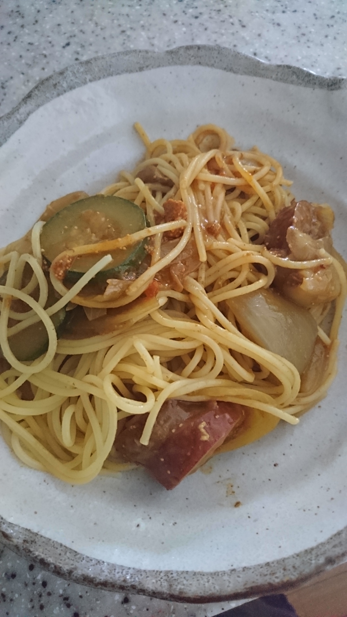 ズッキーニのカレーパスタ