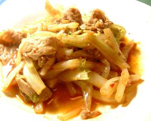 豚ばら肉と白菜の豆板醤炒め