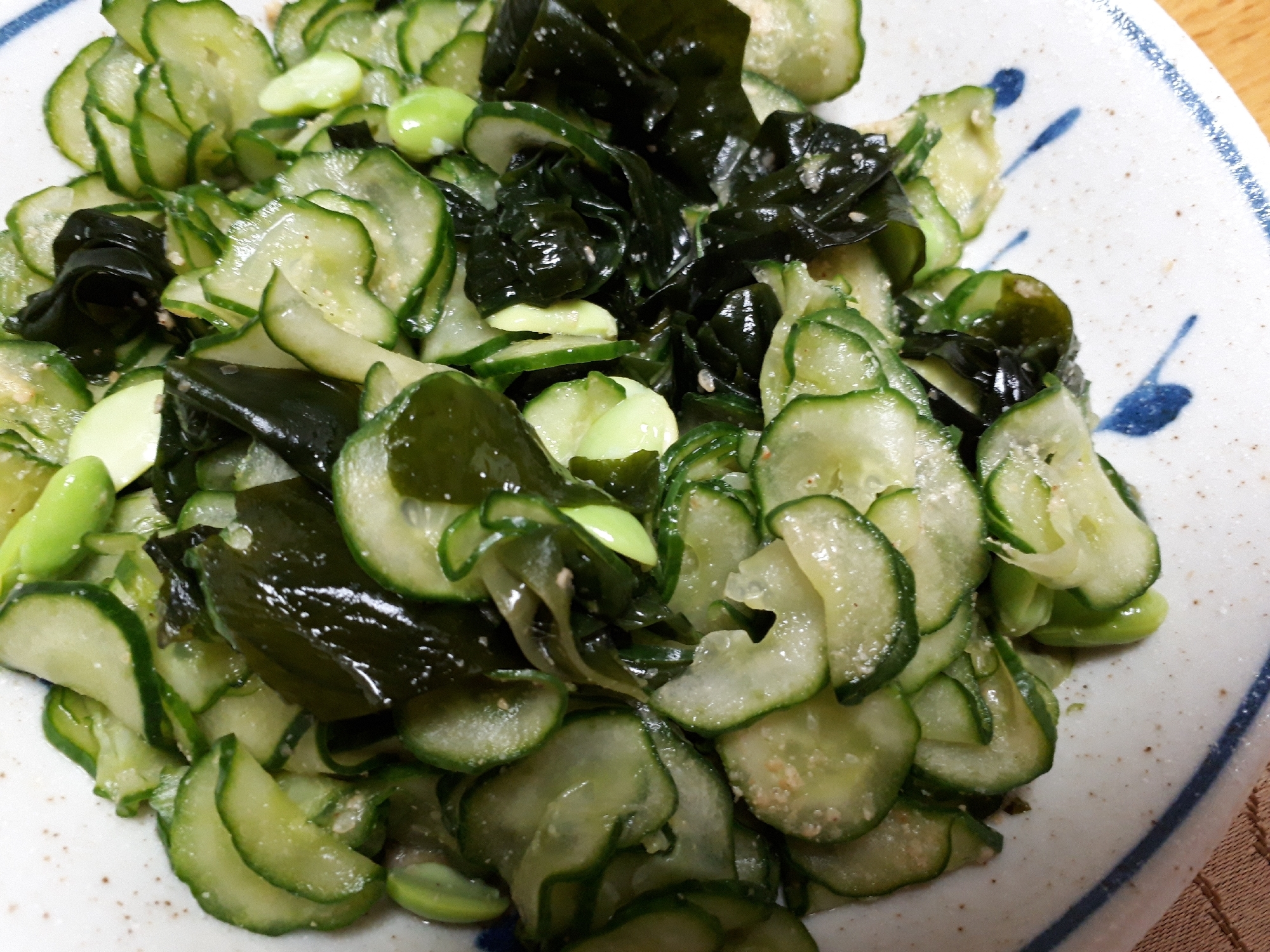 枝豆とワカメときゅうりの酢の物