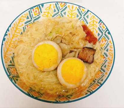 yuki2244さん♡にんにく味噌ラーメン味付け卵を乗せました✧˖°とても美味しかったです(´ ᴗ ` )ෆ˚*素敵なレシピありがとうございますෆ˚*