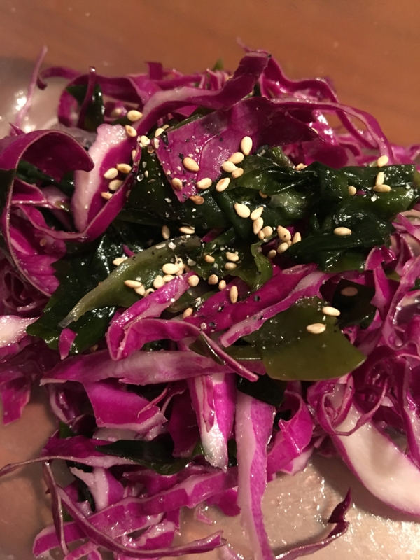 紫キャベツと海藻サラダのナムル風サラダ