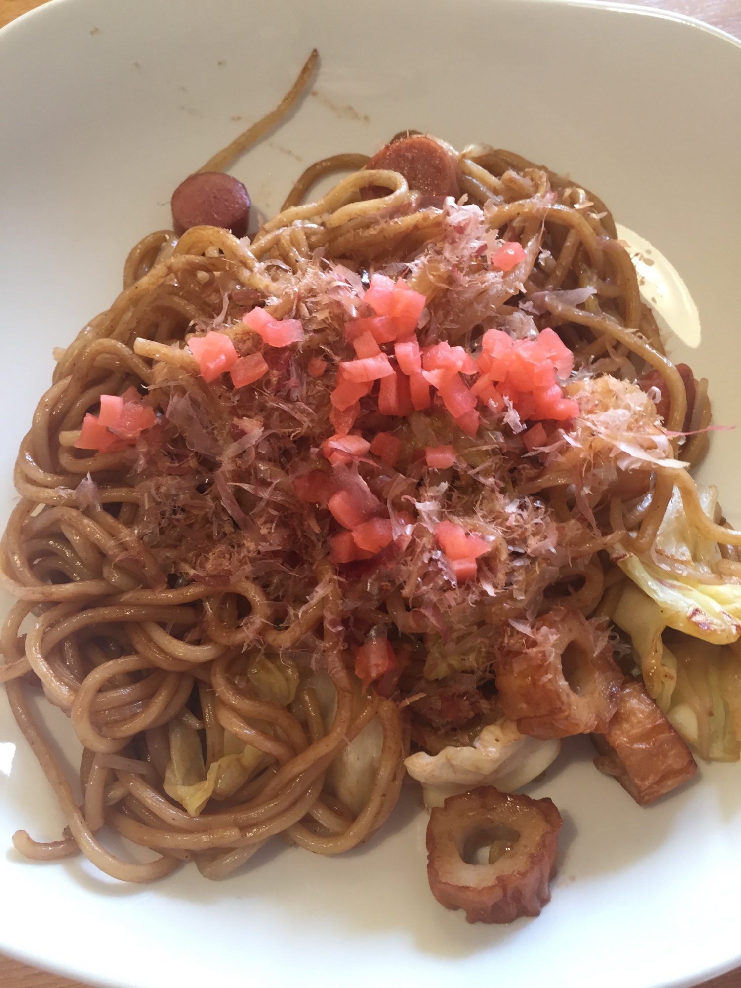 チクワとウィンナーの焼きそば