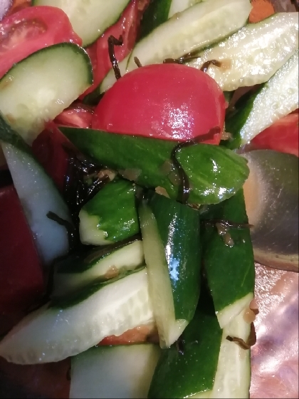 王道♡塩昆布＆レモン♡トマトときゅうりのサラダ
