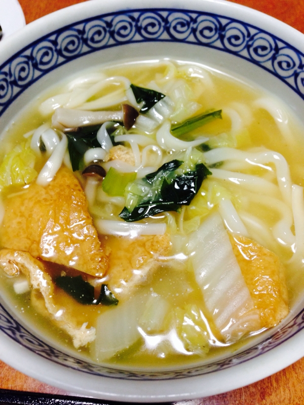 小松菜と白菜のうどん