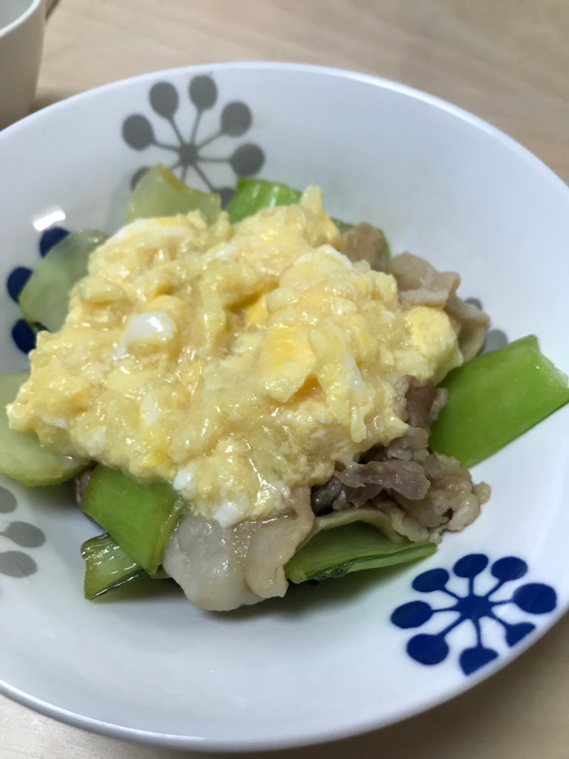 豚肉と小松菜ソテーのとろ玉あんかけ(^○^)