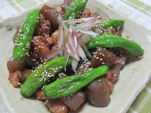 こんにゃくと鶏肉のピリ辛な生姜醤油 de 炒め煮