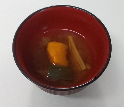 かぼちゃとえのきの液体みそ味噌汁