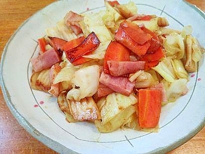 筍と　キャベツの　ぺペロン風　野菜炒め