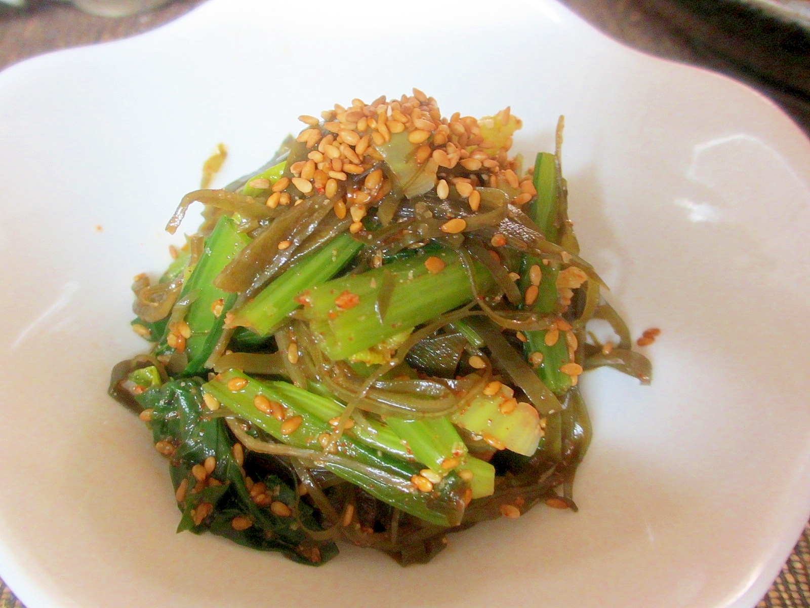 小松菜と昆布のピリ辛ナムル