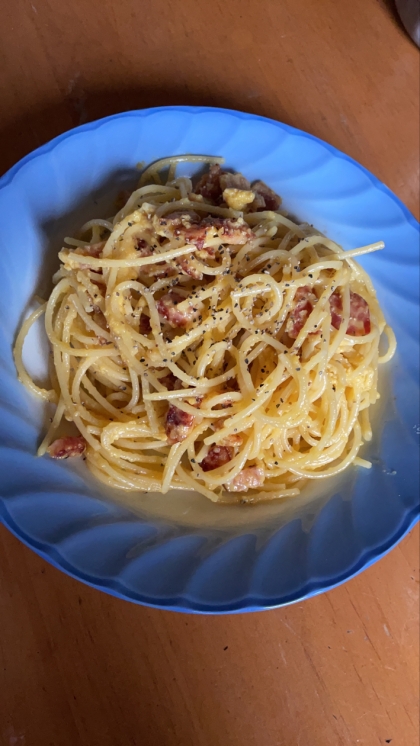 生クリーム使ってないのに美味しかったです(^^)普通のカルボナーラより罪悪感なく食べれていいてますね♪