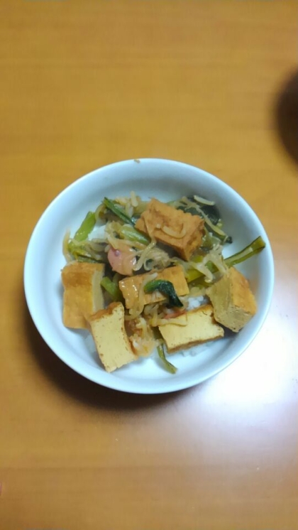 厚揚げともやしのミソダレ丼