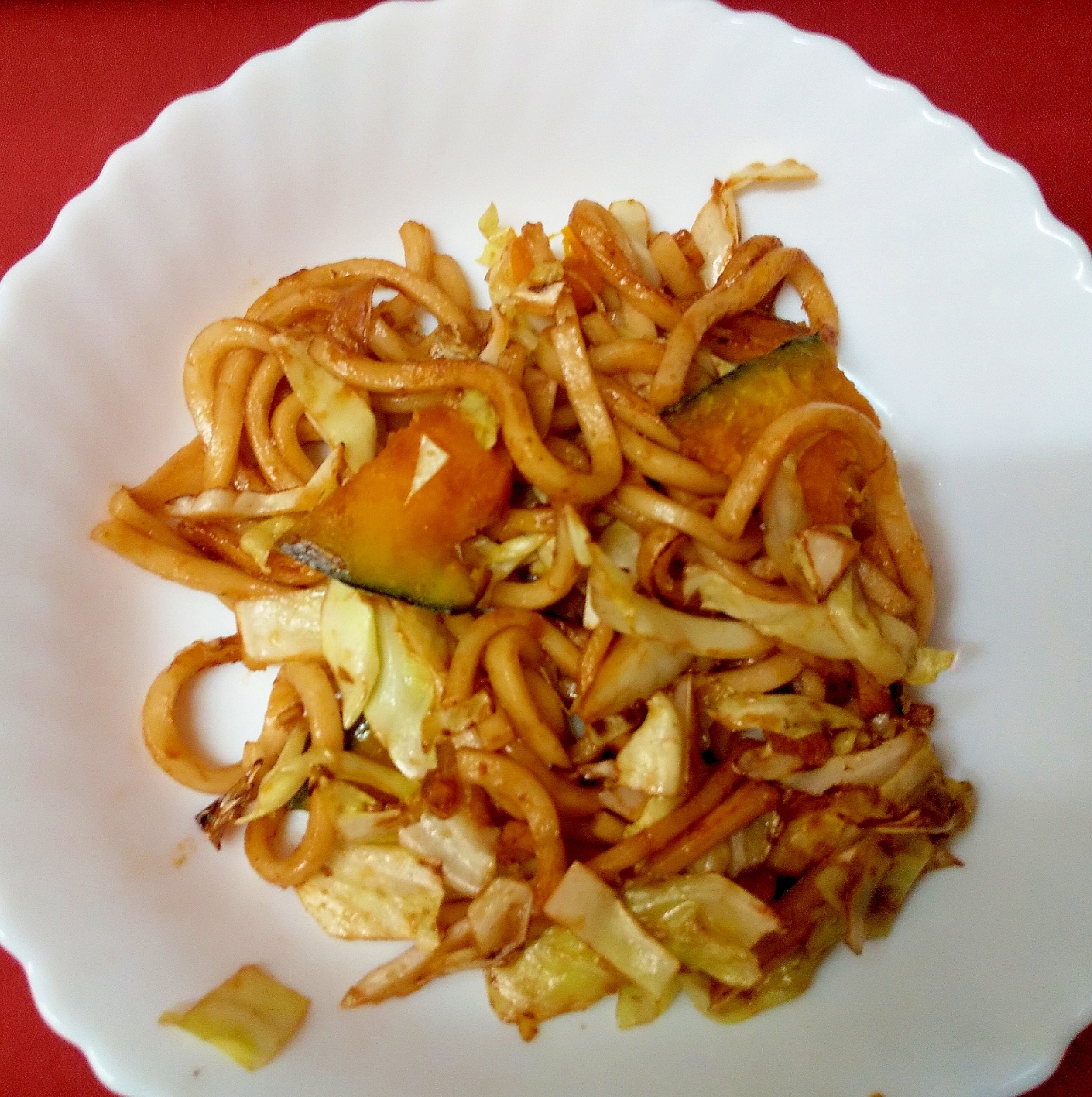 かぼちゃの焼きうどん