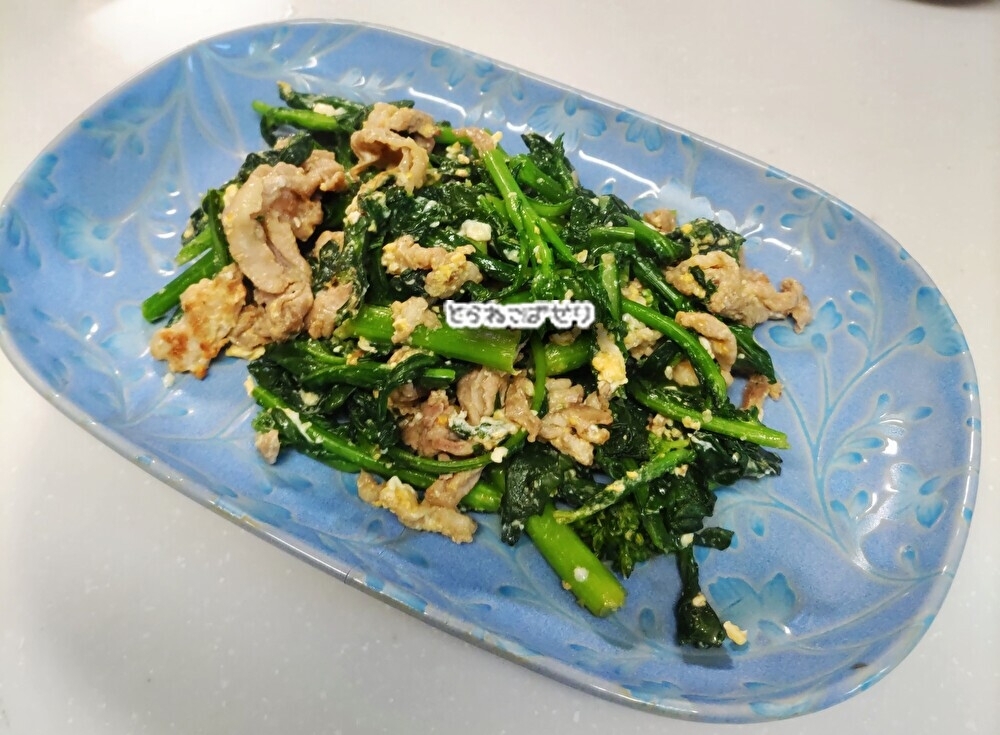 菜の花と豚肉の卵とじ