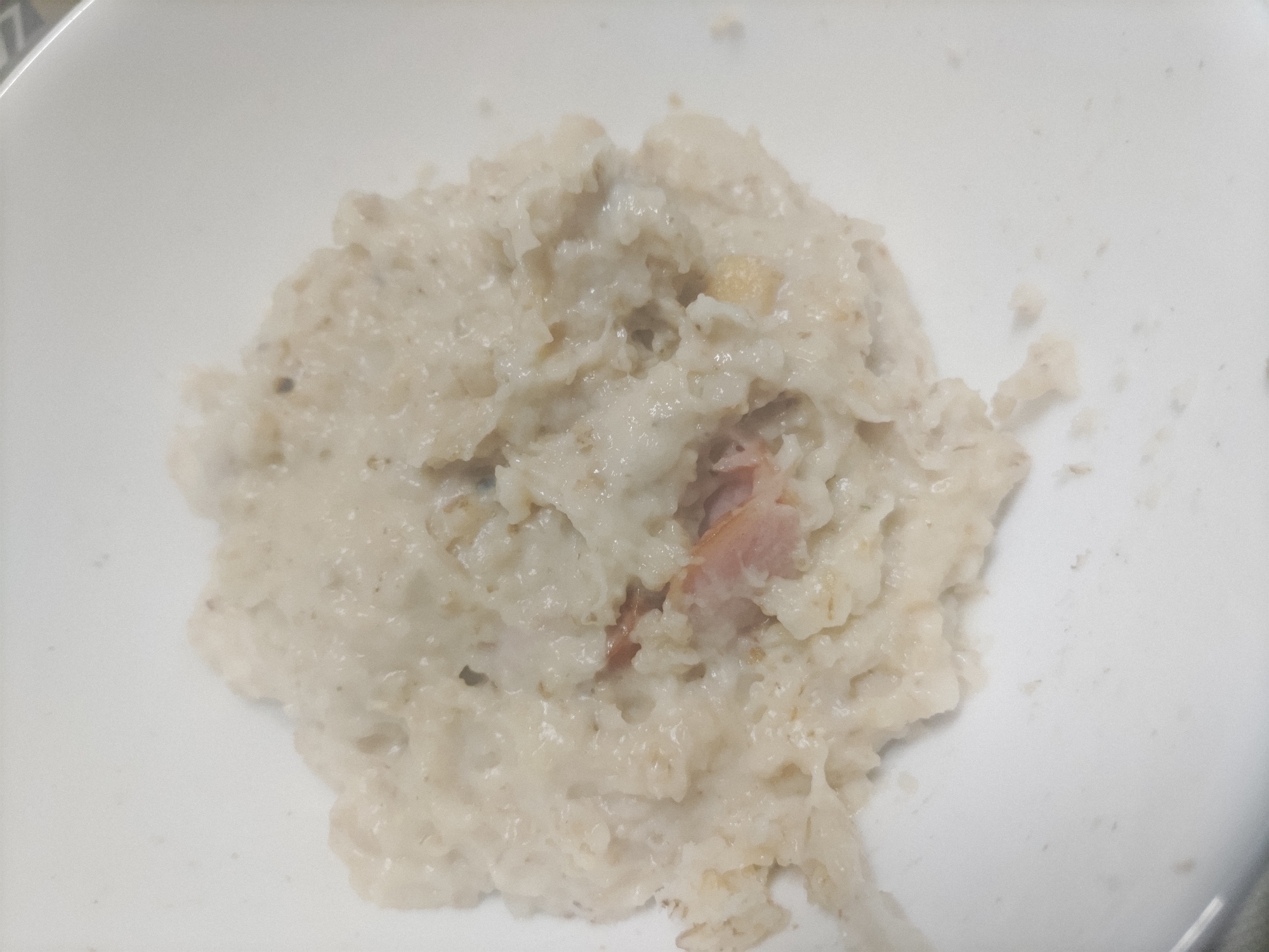 コーンポタージュでウインナーとオートミールリゾット