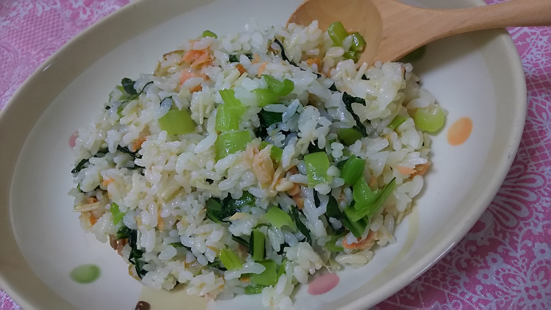 みんな大好き♪鮭と小松菜の炒飯