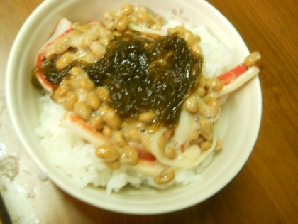 納豆の食べ方-もずく酢＆カニカマ♪