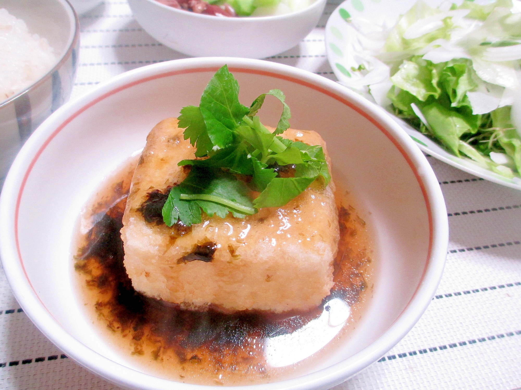 揚げ出し豆腐の海苔あんかけ