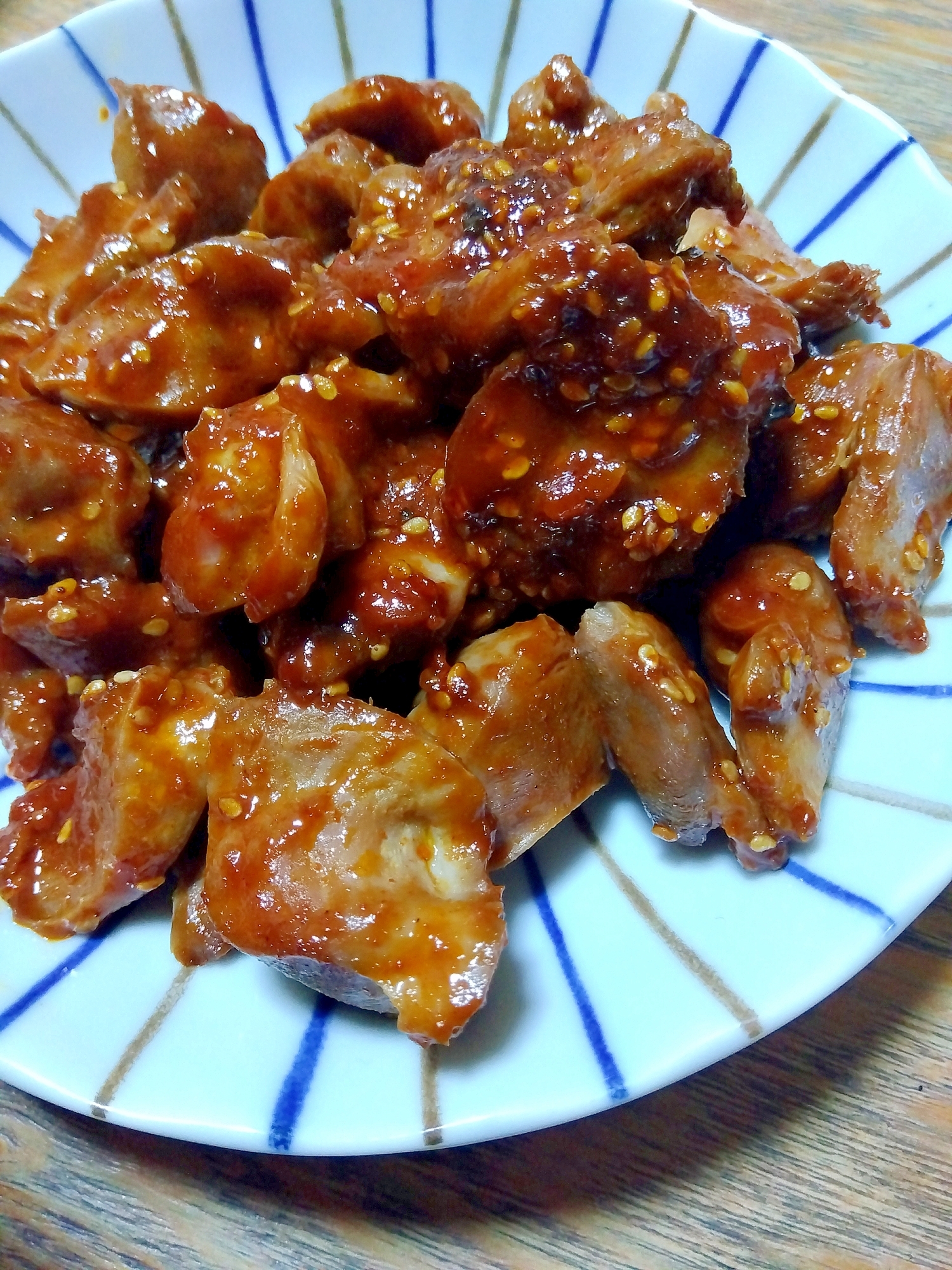 砂ずりのコチュジャン炒め