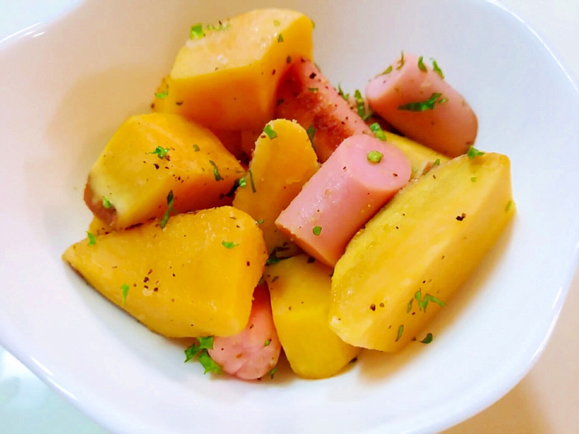 薩摩芋と魚ニソのジャーマンポテト レシピ・作り方 by のん
