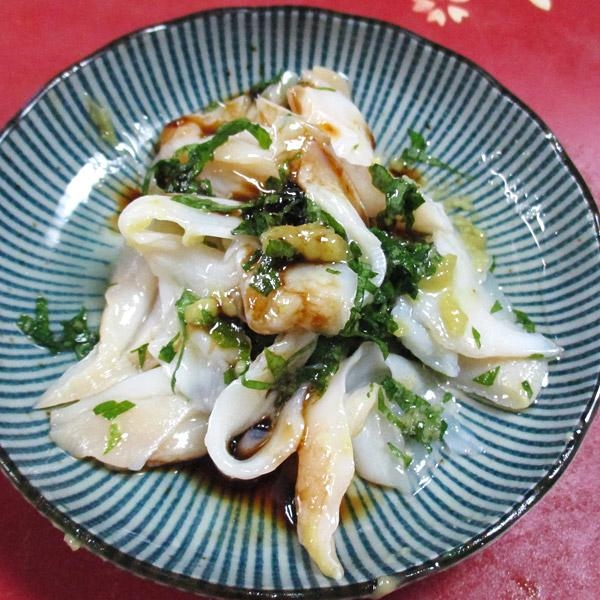 つぶ貝のワサビオイルあえ