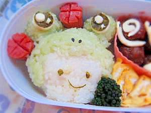 キャラ弁★梅雨にはこれね！カエルさん帽子のお弁当