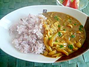 ヘルシー♪きのことひき肉のカレーライス