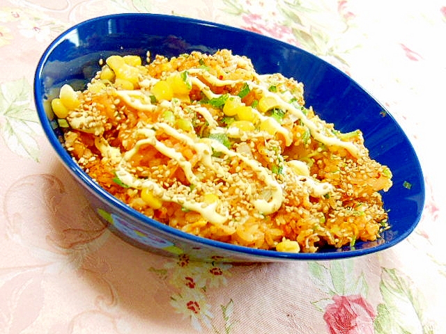 ダシダで作ろ キムチと卵 葱コーンのマヨ炒飯 レシピ 作り方 By 小太郎１２１２ 楽天レシピ