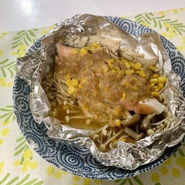 鮭のコーン蒸し