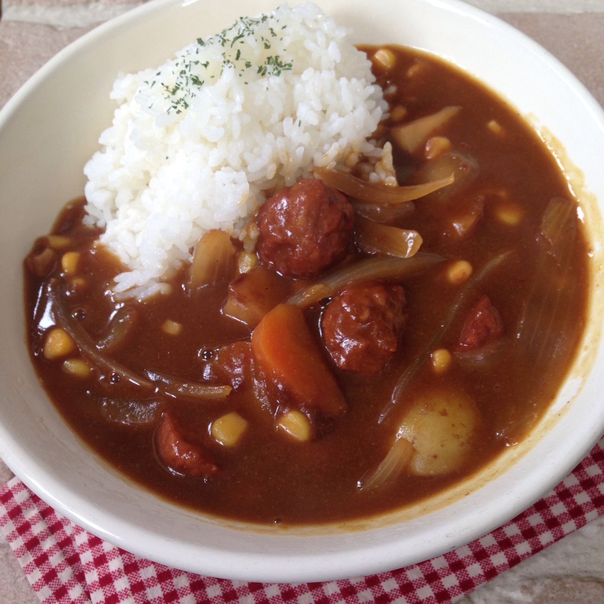 野菜だしde肉団子コーンカレー♪