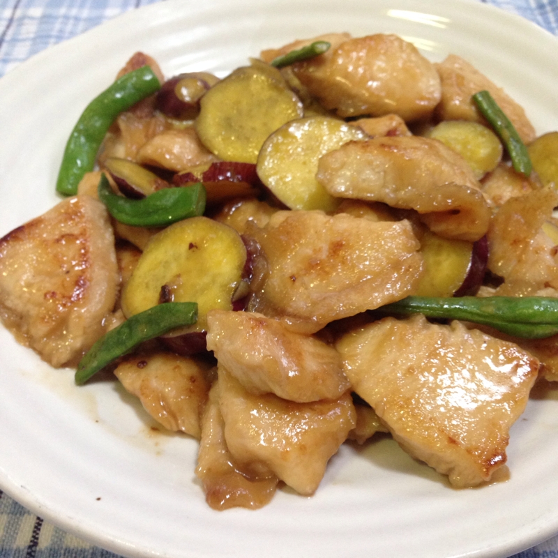 鶏とさつま芋の炒め煮♪