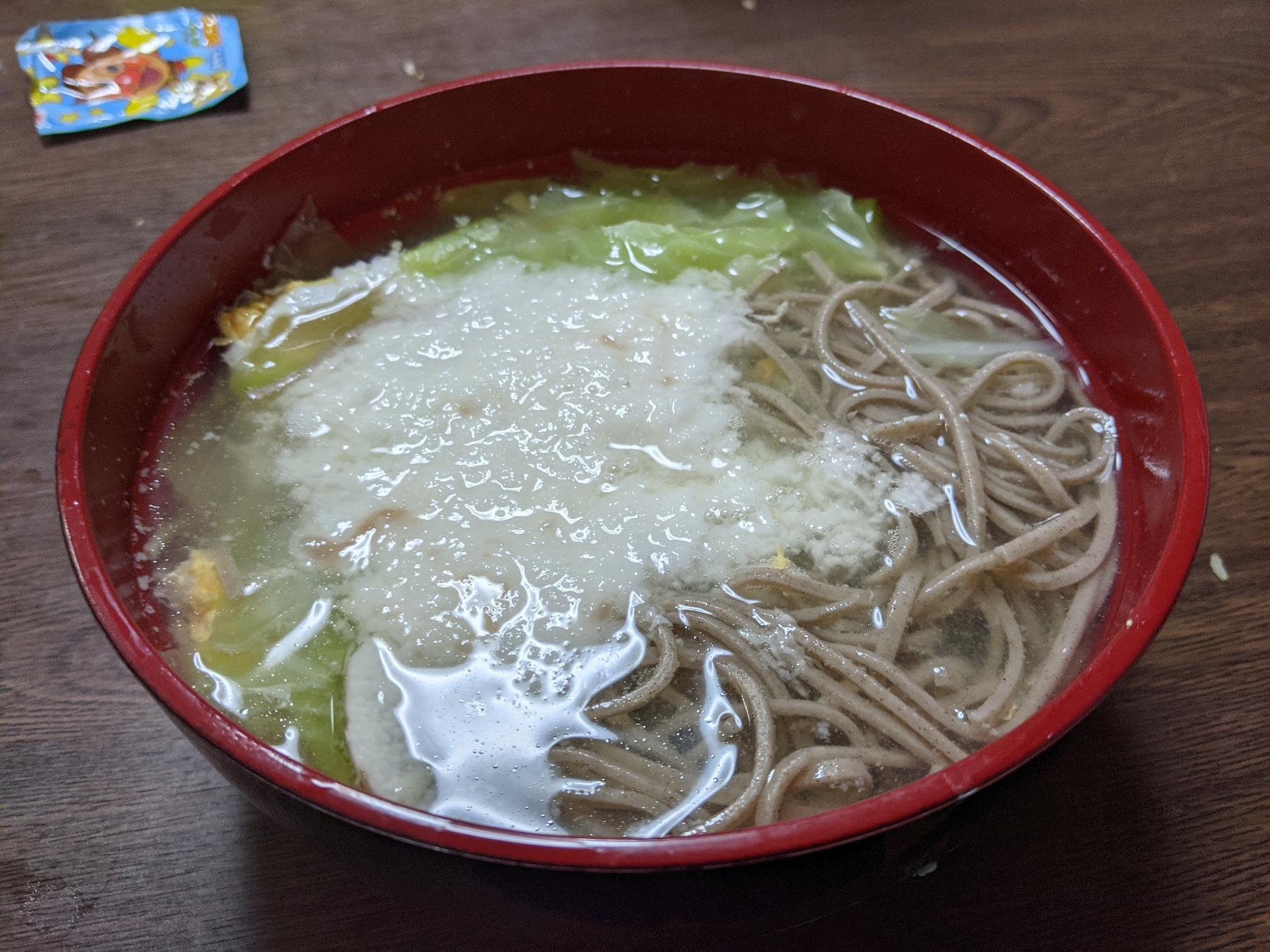 キャベツととろろの蕎麦