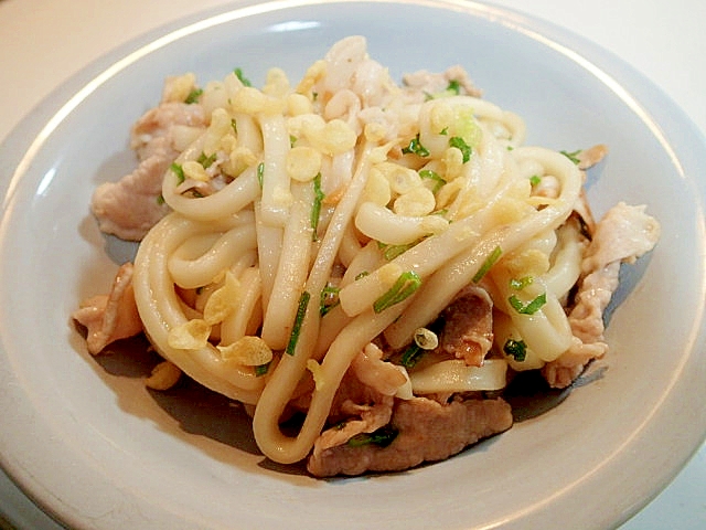 肉と葱の焼きうどん