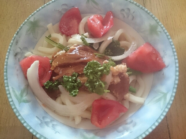 焼き肉のタレ漬け焼きと野菜うどん