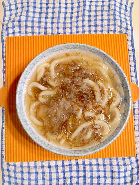 大根おろしとモズクのうどん♪