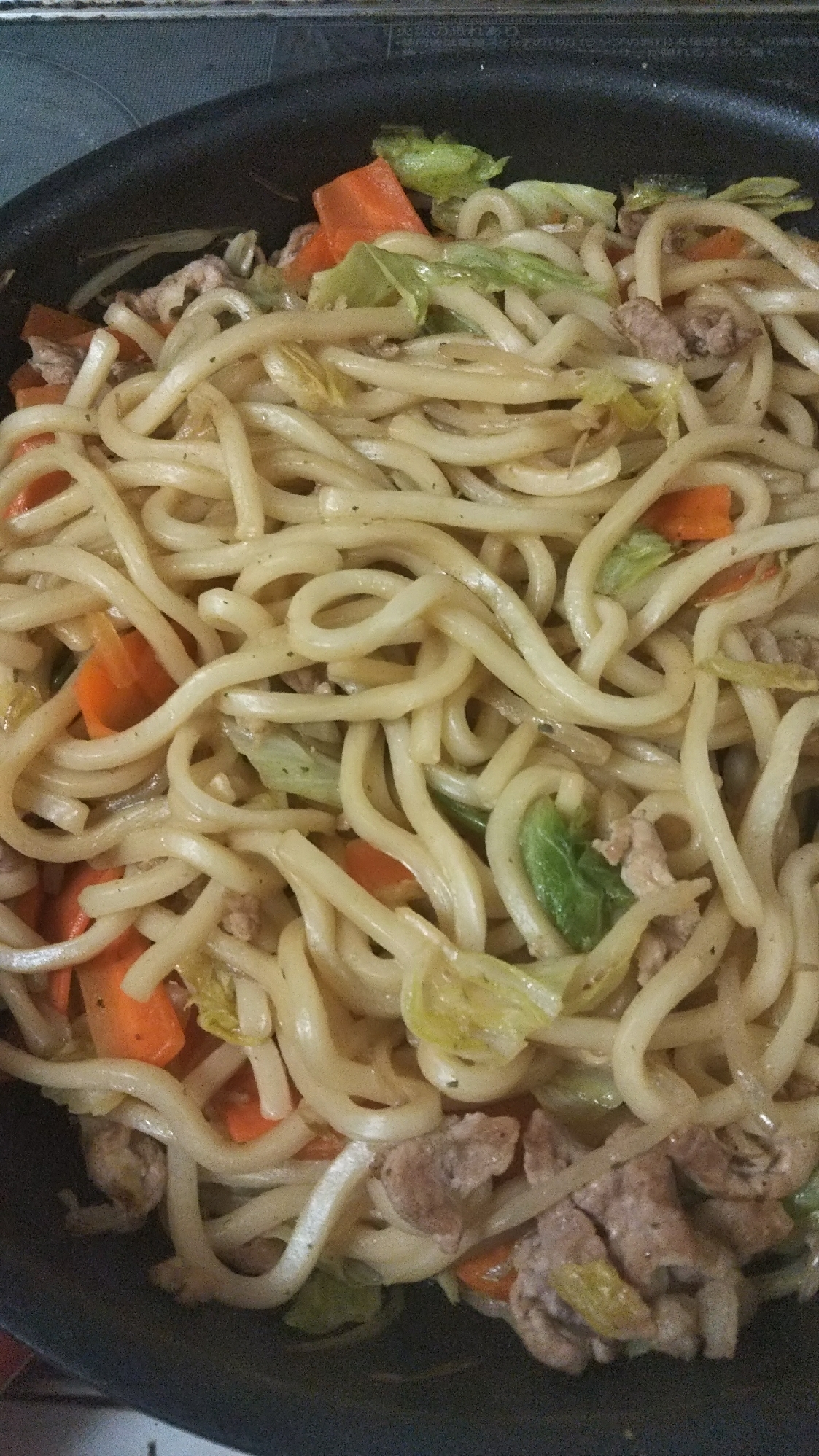 めんつゆで焼きうどん