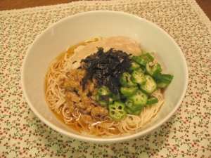 納豆・オクラ・長いも☆ねばねばそうめん！