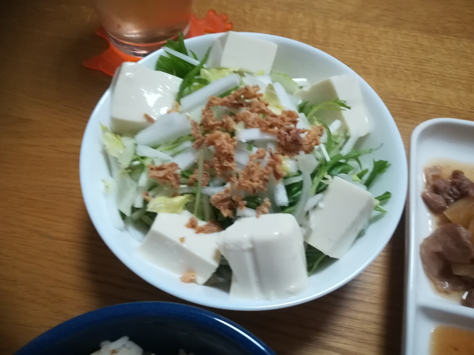 豆腐と水菜のサラダ〜自家製柚子胡椒ドレッシング