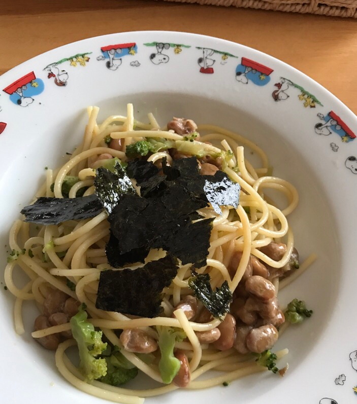 ブロッコリーと納豆のパスタ