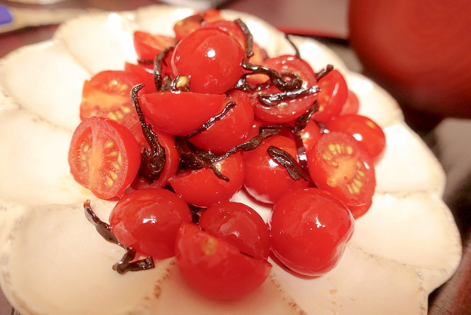 超簡単おつまみ！トマトの塩昆布和え