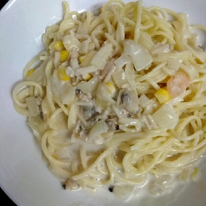 とろみをつけて、パスタにしてみました☺