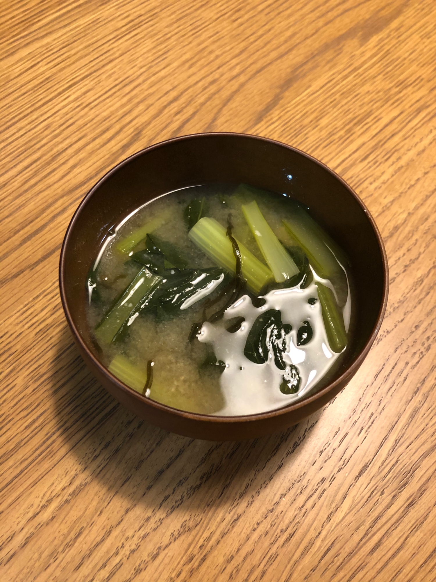 小松菜と塩昆布の味噌汁♪